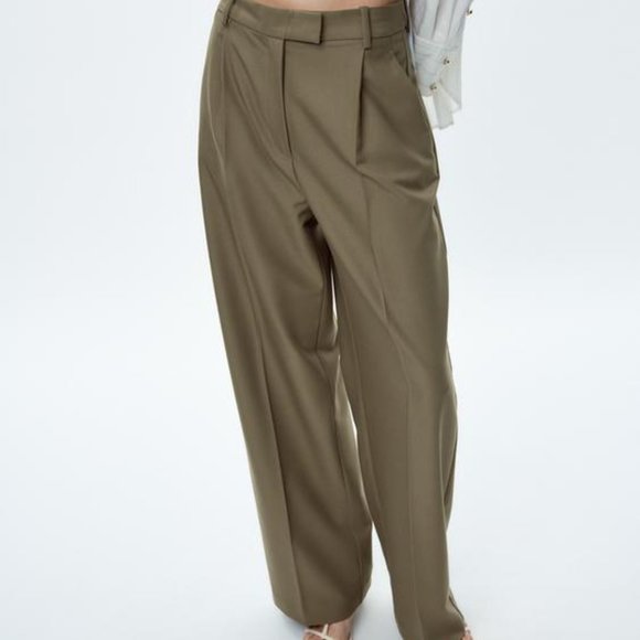Zara size M Khaki wide leg trousers - Picture 1 of 12